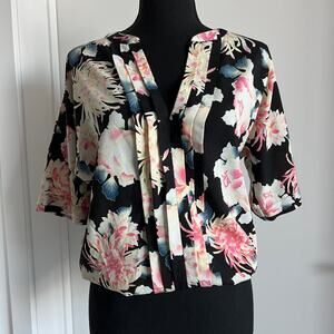 7th Avenue Design Studio NY&CO Blouse Womens XS Floral Pleated Front Short